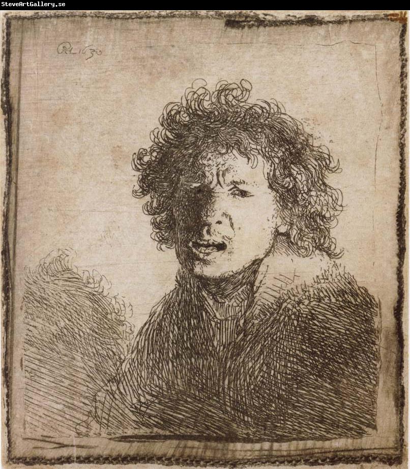 REMBRANDT Harmenszoon van Rijn Self-Portrait,Open-Mouthed,As if Shouting